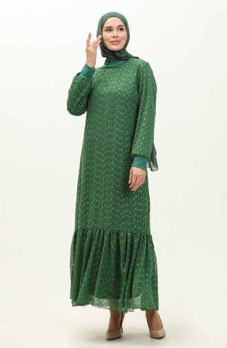 Stickerei-Chiffonkleid 0246-02 Smaragdgrün 0246-02