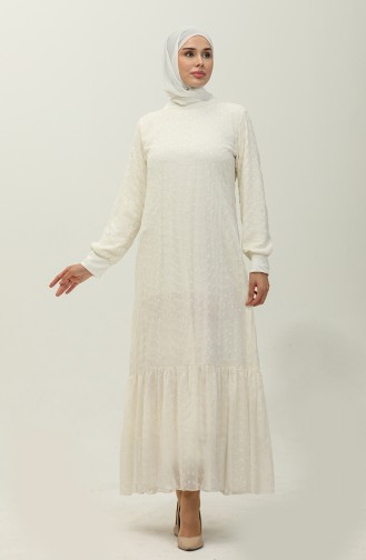 Kleid Aus Chiffon Mit Stickerei 0246-03 Ecru 0246-03