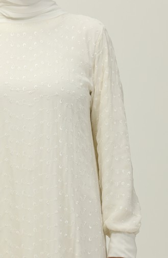 Kleid Aus Chiffon Mit Stickerei 0246-03 Ecru 0246-03