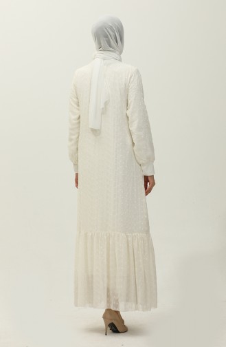 Kleid Aus Chiffon Mit Stickerei 0246-03 Ecru 0246-03