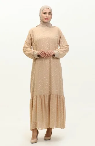 Embroidered Chiffon Dress 0246-04 Mink 0246-04