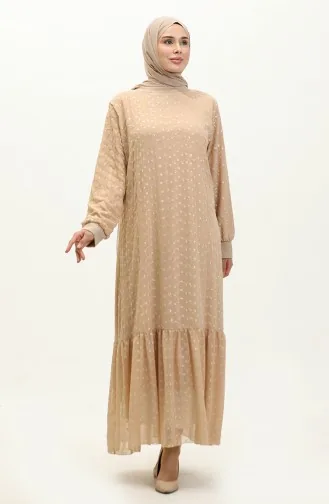 Embroidered Chiffon Dress 0246-04 Mink 0246-04