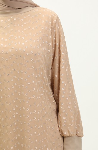 Stickerei-Chiffonkleid 0246-04 Nerz 0246-04