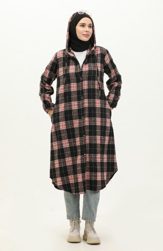 Plaid Pattern Hooded Cap NZR001G-03 Black 001G-03