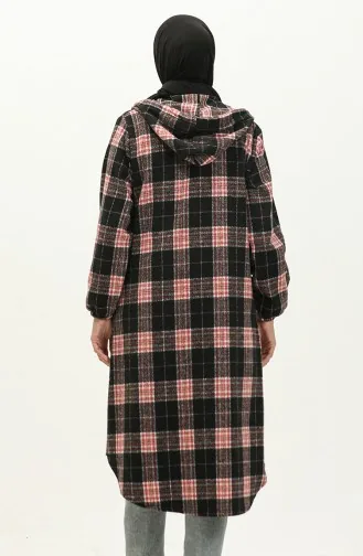 Plaid Patterned Hooded Tunic 0181-01 Black 0181-01