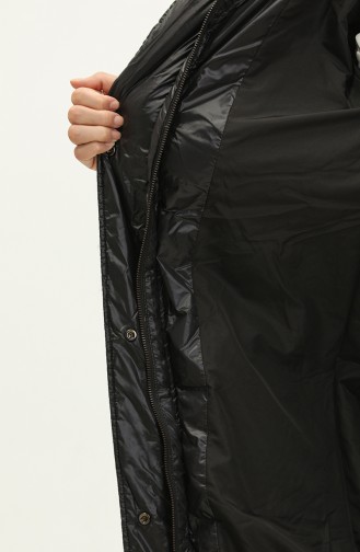 Gänsedaunenmantel mit Kapuze 0555-02 Schwarz 0555-02
