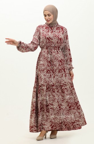 Robe Viscose Boutonnée 0046-04 Rouge Claret 0046-04