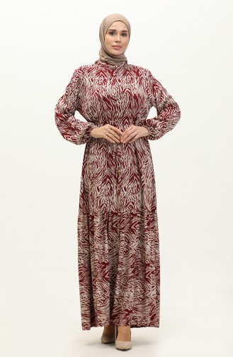 Robe Viscose Boutonnée 0046-04 Rouge Claret 0046-04