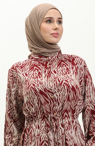 Robe Viscose Boutonnée 0046-04 Rouge Claret 0046-04