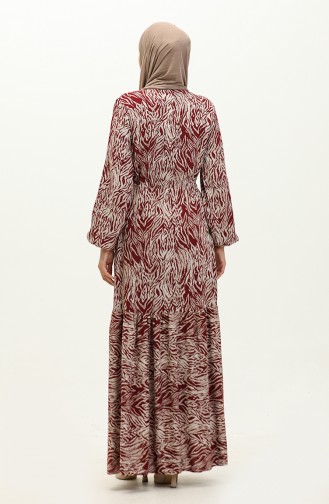 Robe Viscose Boutonnée 0046-04 Rouge Claret 0046-04