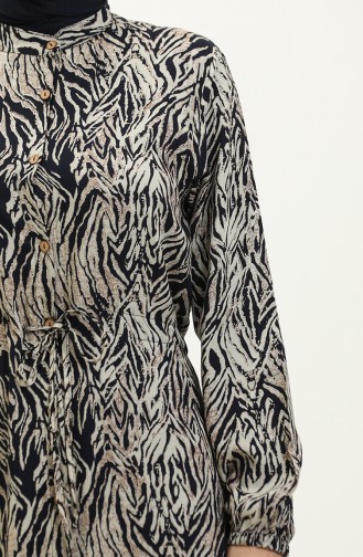 Robe Viscose Boutonnée 0046-05 Bleu Marine 0046-05