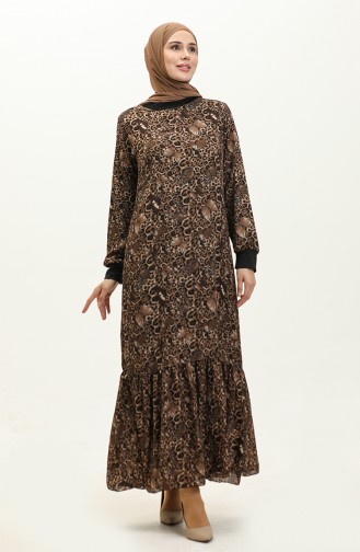 Ribbed Patterned Voile Dress 0129d-01 Black Mink 0129D-01