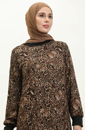Robe Voile A Motifs 0129D-01 Noir Vison 0129D-01