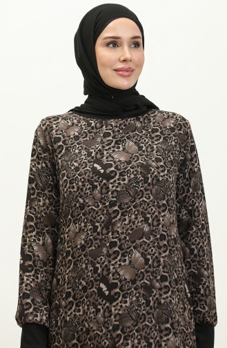 فستان منقوش 0129D-03 أسود  0129D-03