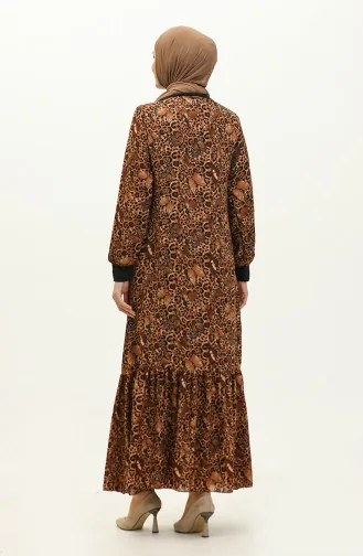 Robe Voile A Motifs 0129D-04 Noir Marron 0129D-04