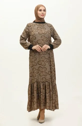 Robe Voile A Motifs 0129E-01 Noir Vison 0129E-01
