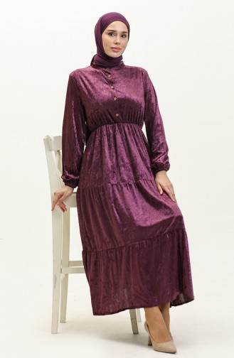 Robe Velours Boutonnée 0161-13 Pourpre 0161-13