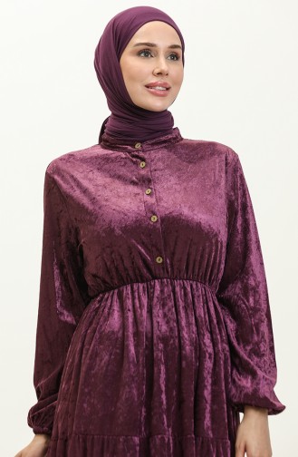 Robe Velours Boutonnée 0161-13 Pourpre 0161-13