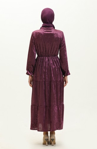 Robe Velours Boutonnée 0161-13 Pourpre 0161-13