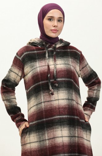Robe A Capuche Et Poches 0170C-01 Prune 0170C-01