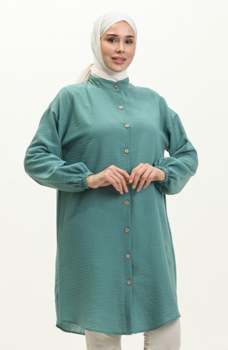 Buttoned Tunic with Elasticated Sleeves 1212-01 Mint Green 1212-01