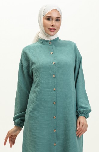 Buttoned Tunic with Elasticated Sleeves 1212-01 Mint Green 1212-01