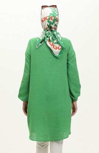 Full-length Buttoned Sleeve Elasticated Tunic 1212-03 Green 1212-03