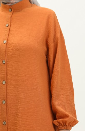 Buttoned Sleeve Elasticated Tunic 1212-05 Orange 1212-05