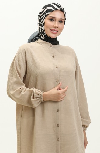 Buttoned Tunic with Elastic Sleeves 1212-07 Stone 1212-07