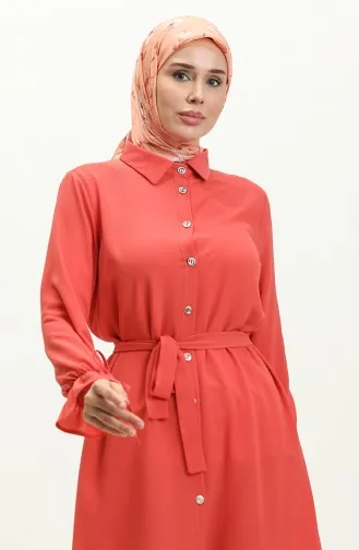 Geknöpfte Tunika Mit Gürtel 1007-01 Orange 1007-01