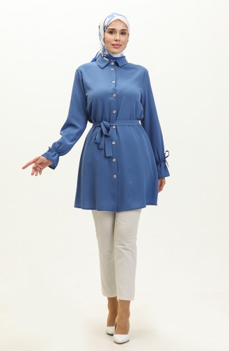 Buttoned Belted Tunic 1007-02 Saks 1007-02