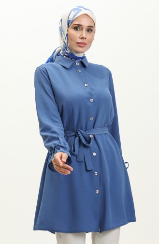 Buttoned Belted Tunic 1007-02 Saks 1007-02