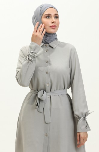 Buttoned Belted Tunic 1007-03 Gray 1007-03