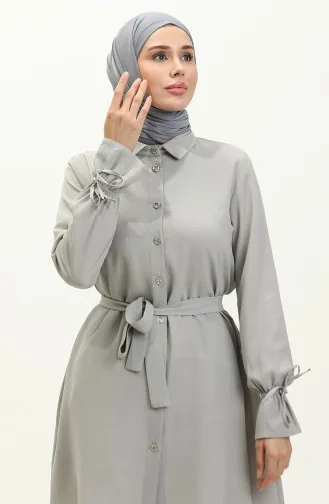 Tunique A Ceinture Et Boutons 1007-03 Gris 1007-03