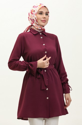 Buttoned Belted Tunic 1007-04 Cherry 1007-04