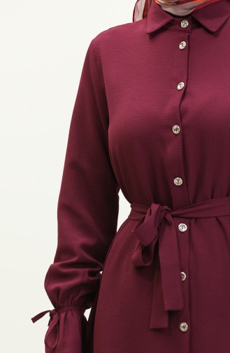 Buttoned Belted Tunic 1007-04 Cherry 1007-04