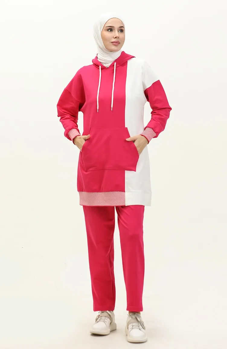 Gartered Trainingsanzug Set 71083-04 Fuchsia 71083-04