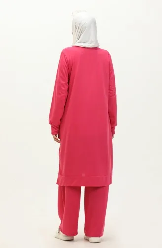 Ensemble Double Pantalon Tunique à Deux Cordes 0044-11 Fuchsia 0044-11