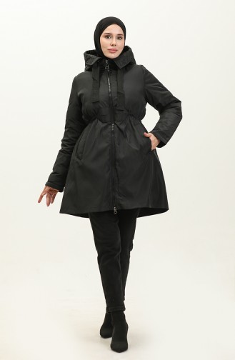 Manteau Elastique Garni De Fibres 0191-01 Noir 0191-01