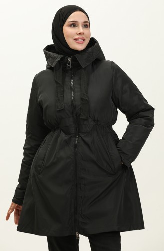 Manteau Elastique Garni De Fibres 0191-01 Noir 0191-01
