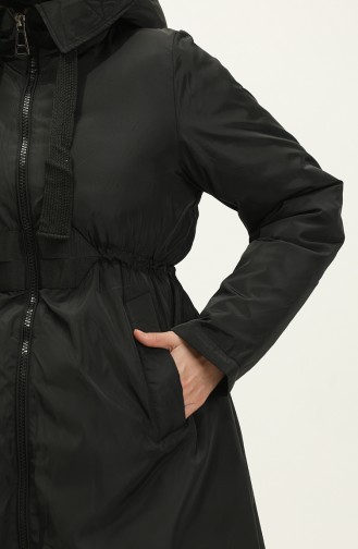 Manteau Elastique Garni De Fibres 0191-01 Noir 0191-01