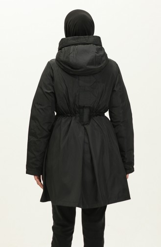 Manteau Elastique Garni De Fibres 0191-01 Noir 0191-01