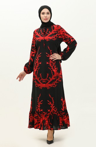 Viscose Long Sleeve Dress 6699-15 Black Red 6699-15