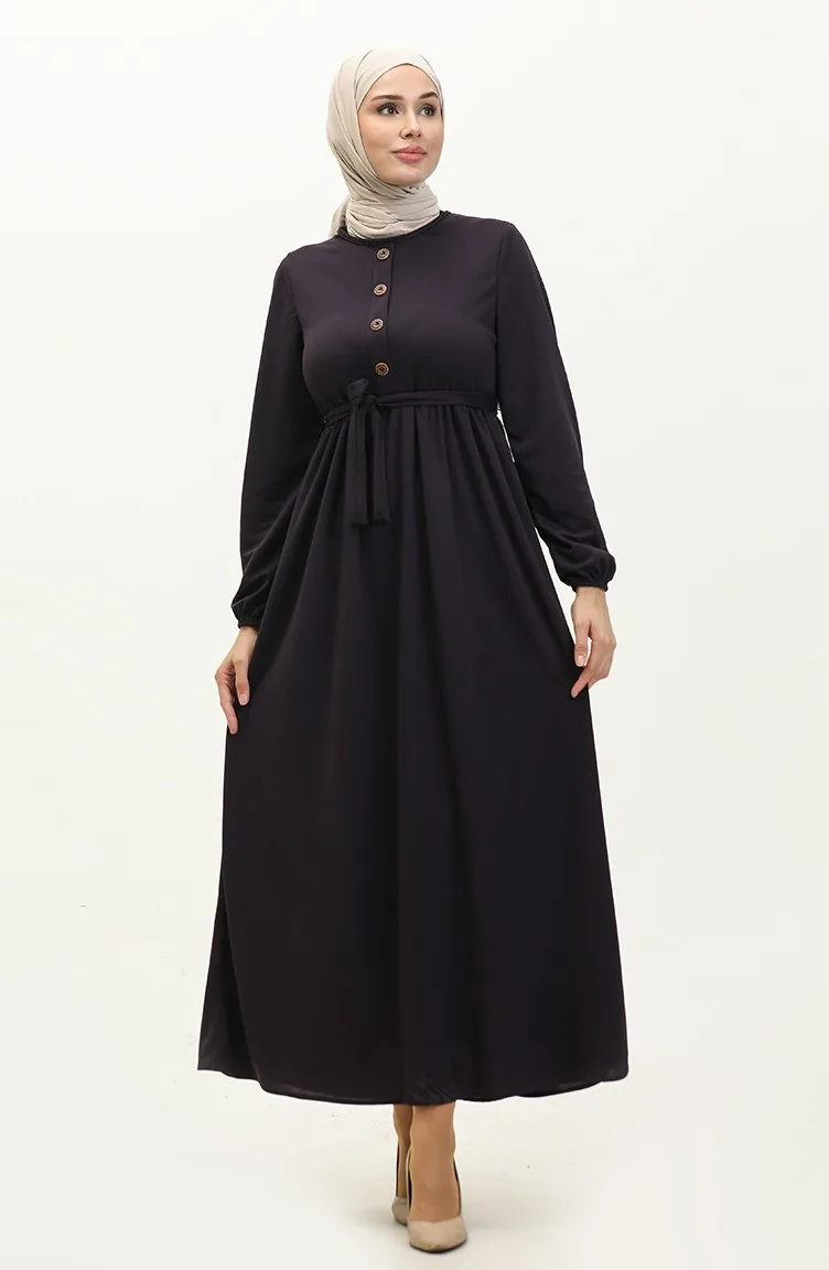 Robe A Ceinture 7979-10 Pourpre Aubergine 7979-10