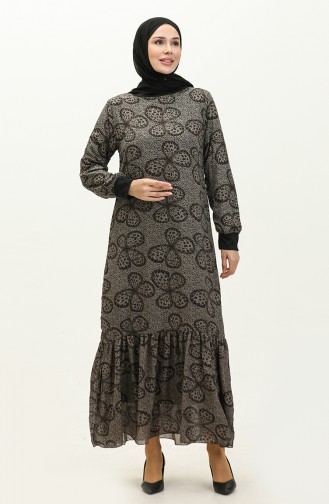 Robe Voile A Motifs 0129E-03 Noir Gris 0129E-03