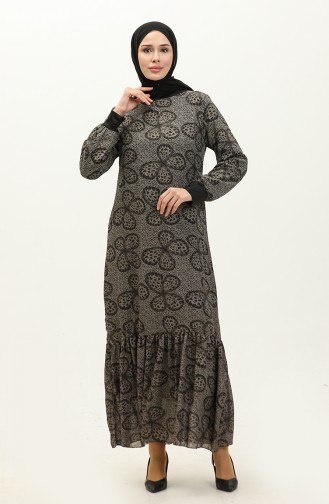 Robe Voile A Motifs 0129E-03 Noir Gris 0129E-03