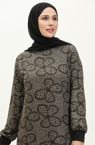 Robe Voile A Motifs 0129E-03 Noir Gris 0129E-03
