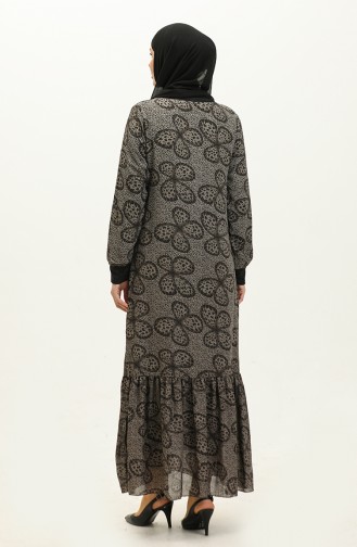 Robe Voile A Motifs 0129E-03 Noir Gris 0129E-03