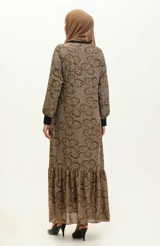 Robe Voile A Motifs 0129E-04 Noir Beige 0129E-04
