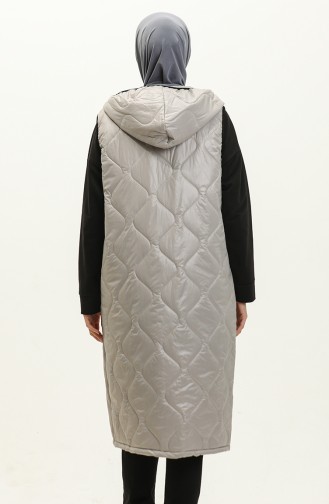 Yazı Desenli Kapitone Yelek 14524-01 Gri